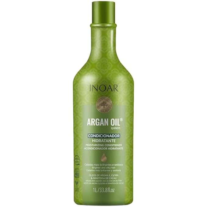 Inoar ARGAN OIL HYDRATING SYSTEM CONDITIONER WITH ARGAN OIL, JOJOBA OIL AND COCOA BUTTER, 1 LITRE - Image 1